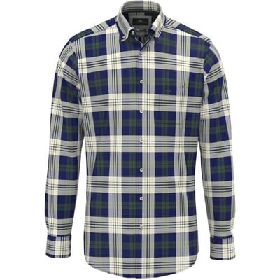 Fynch-Hatton Overhemd Washed Oxford Check Dark Leaf / male