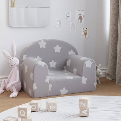 vidaXL - Kinderbank - met - sterren - zacht - pluche - lichtgrijs