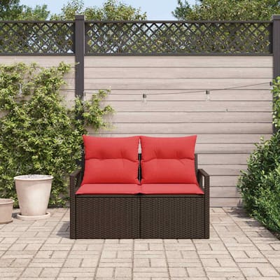 vidaXL - Tuin - Sofa - met - kussen - 120 - x - 62 - x - 69 - cm - poly - rattan