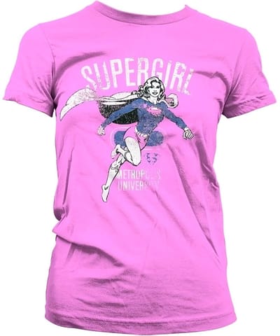 DC Comics Supergirl Dames Tshirt -M- Metropolis Distressed Roze
