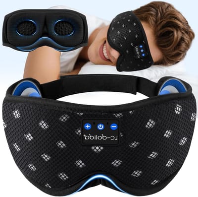 Bluetooth Slaapmasker met Hoofdtelefoon voor Zijslapers, Ultradunne Stereo Luidsprekers, Verduisterend 3D Ontwerp voor Diepe Slaap en Comfortabel Reizen