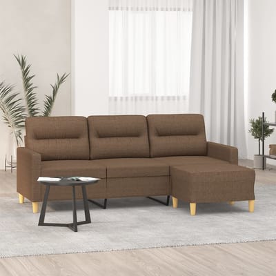 vidaXL - Driezitsbank - met - voetenbank - 180 - cm - stof - bruin
