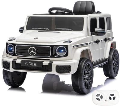 Mercedes G-Klasse Elektrische Kinderauto 7.4V 1 tot 4 jaar – Officieel Gelicentieerd Accuvoertuig met Afstandsbediening, Schokdempers & Veiligheidsgordel – Kindervoertuig met Werkende Deuren & MP3-speler – Wit