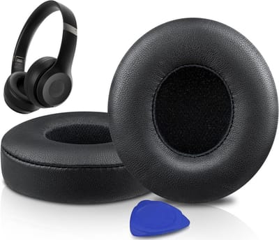 Dailygoods - SOULWIT Lamsvacht Oorkussens Vervanging voor Beats Solo 4 Draadloze On-Ear koptelefoon, Solo4 Earpads Cushions met High-Density Noise Isolation Foam, Extra Dikte - Zwart
