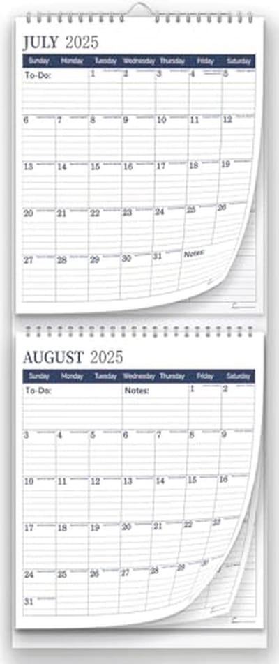 Wandkalender 2024-2025 - 2 maanden, Opvouwbaar en Verticaal, 30 x 61 cm, Minimalistisch en groot