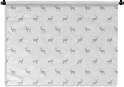 Wandkleed - Wanddoek - Patronen - Hert - Wit - 120x90 cm - Wandtapijt