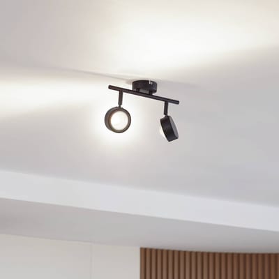 Lindby - buitenspot - 2lichts - IJzer, kunststof, glas - H: 16.9 cm - GX53 - zwart mat