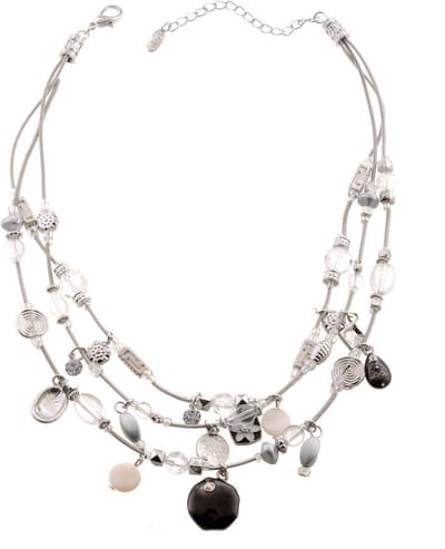 Behave Korte ketting lengte 40 cm, metaal, epoxy, hangers van glas kralen en metaal