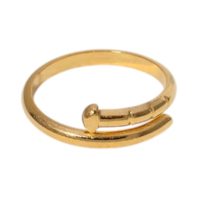Aramat Jewels | Ringen | Tijdloze Open Ring met Spijker Design (RVS 4 mm) | Goudkleur | |4mm | Staal | Volwassenen | Verkleurd niet