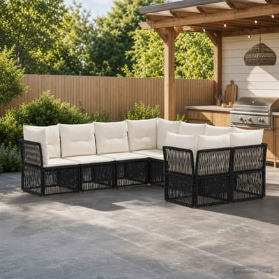 vidaXL - Tuinbank - Set - 8 - st - 8-Aantal - zitplaatsen - Zwart - poly - rattan