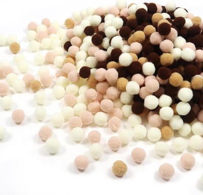 720 Stuks Kleine Pompoms voor Knutselen 10mm Beige Serie Hoog Elastische Fluffy Pompoms voor DIY Decoraties en Creatieve Projecten
