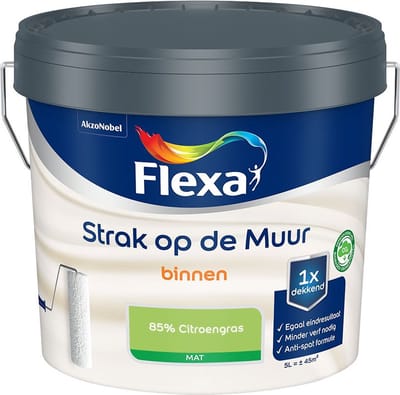Flexa - Strak Op De Muur Binnen Mat - 85% Citroengras - Mengverf - 5 L