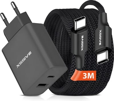 Snellader - 3 Meter - Geschikt voor iPhone 15, 16 en Samsung Galaxy - USB-C Adapter met USB C naar USB C Kabel