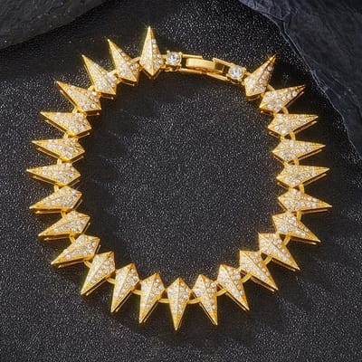 Nieuwe Hip Hop Glanzende Cubaanse Schakel Ketting Armband Dames Heren Gouden Kleur Strass Iced Out Ketting Armbanden Punk Polsband Sieraden Cadeau 8inch(20cm) beige