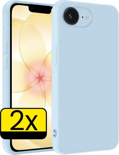 Hoesje - 2 Stuks - Geschikt voor Apple iPhone 17e - Sterk & Shockproof - Case Siliconen - Back Cover - Telefoon Hoes - Telefoonhoesjes - Lichtblauw