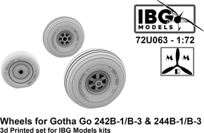 IBG Models Modelbouwpakket - 72U063 3D-geprinte wielen voor Gotha Go 242B-1/B-3 - 244B-1/B-3 Resin onderdeel - 1:72 - Modelbouw