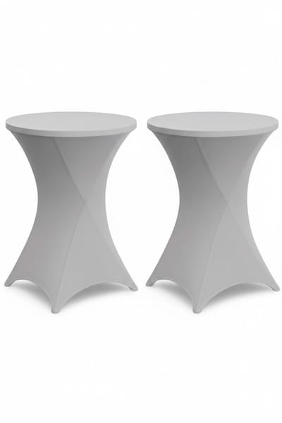 BRASQ Statafelrok Grijs - ∅80-74 x110 cm - Set van 2 - Statafelhoes - Stretch Rok - Tafelrok voor statafel