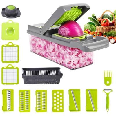 Keuken Multifunctioneel Huishoudelijk Multifunctioneel Groentesnijder Artefact Blokjes en Plakjes Aardappelen Komkommer Geraspte Groenten en Fruit pink