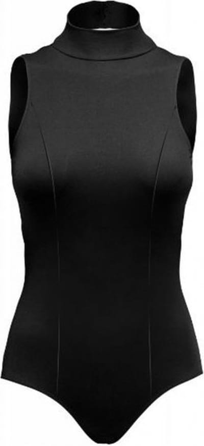 Dancer Dancewear® hoogwaardig balletpak met turtleneck | "Mystique" | in zwart | Tactel Turnpakje mouwloos | Balletpak Meisje | Maat 104/110 | 6 Jaar