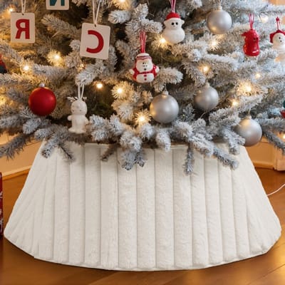 Kerstboom Sieraad 60 cm Luxe Nepleren Voetenzak voor Kerstboom Tapijt Decoratie Binnen Wit