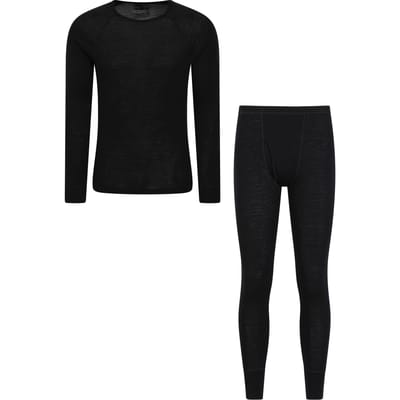 Mountain Warehouse Heren Merino Wol Thermische Basislagen Set (Zwart)