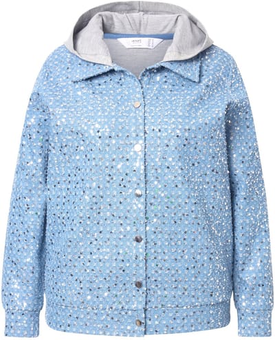 Angel of Style - Dames - Trainingsjasje met capuchon aan de voorkant denim look - Grijs melange - Maat 44