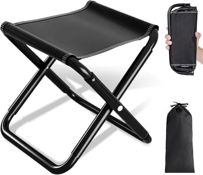 Ynkkvre - opvouwbare kruk 30 cm - campingkruk draagbaar tot 200 kg - inklapbare stoel met draagtas - ideaal voor vissen, reizen, wandelen, barbecue, tuin en strand - zwart