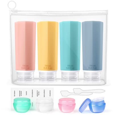 Dailygoods- Reisflessen Set van 12 - 100 ml - Lekvrije - Hervulbare - Siliconen - Cosmetische Vulling - Reiscontainers - Reistcontainers