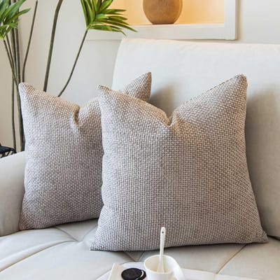 Set van 2 Getextureerde Chenille Kussenslopen - Decoratief Accent voor Bank en Woonkamer - Kaki - 45x45 cm