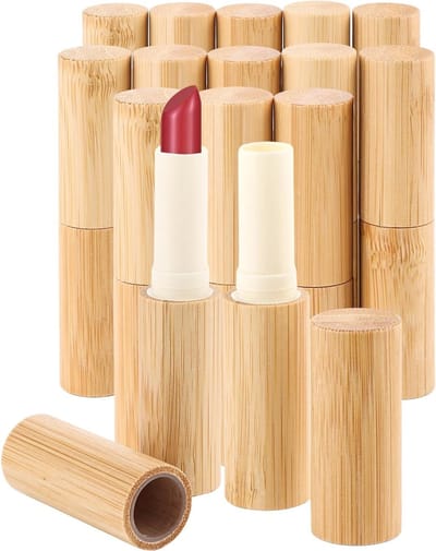 Set van 12 Lege Lippenstift Hulsjes met Bamboe Kom, 5 ml Navulbare Lege Lipbalsem Hulsjes voor DIY Make-up
