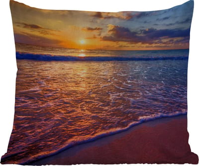 Buitenkussen - Zee - Strand - Zonsondergang - Wolken - Horizon - 45x45 cm - Weerbestendig
