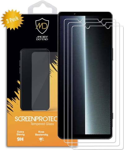 3-Pack MobyDefend Screenprotectors - Geschikt voor Sony Xperia 1 V - Case-Friendly Screensaver - Gehard Glas
