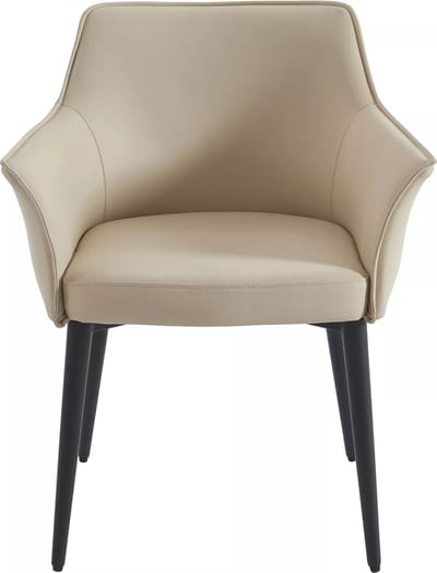 Vente-unique Set van 2 stoelen met armleuningen van kunstleer en zwart metaal - Beige - MIALOV
