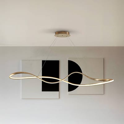 Schuller Valencia LED hanglamp Lia, goudkleurig, CCT, afstandsbediening, metaal