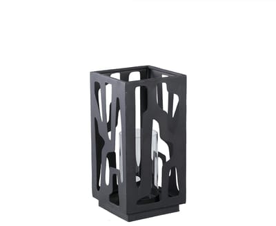 PTMD Windlicht Dewey - 16x16x32 cm - Ijzer - Zwart