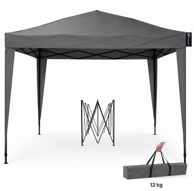 CUHOC Easy-Up Partytent / Pop-Up Partytent 3x3m Grijs - Waterafstotend - Vouwtent voor Schaduw - incl Draagtas totaal 12KG