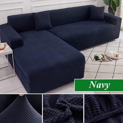 Bankhoes voor woonkamer dikke elastische polar fleece 1 /2 /3 /4 zits L-vormige hoekbankhoes voor bank chaise longue 2 Seater 135-170cm Vloot