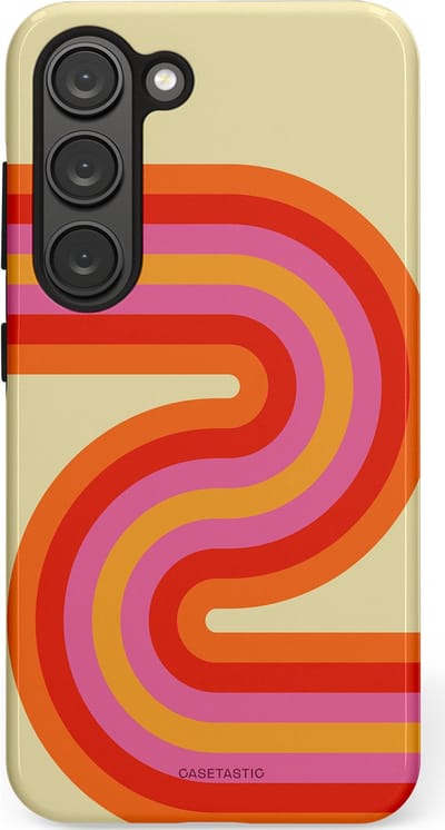Casetastic hoesje geschikt voor Samsung Galaxy S23 - Dubbellaagse bescherming - Retro wave - Fashion Case - Zand Rood Oranje Roze