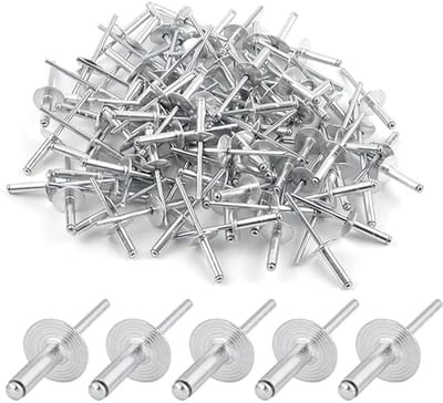 Dailygoods - 100 Stuks Aluminium Blindklinknagels - Grote Kop, 4,8 x 20 mm