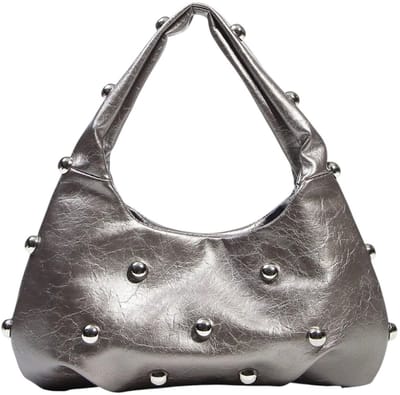 Metallic Stud Handtas - Zilver | 29 x 18 x 10 cm | Kunstleer | Fashion Favorite