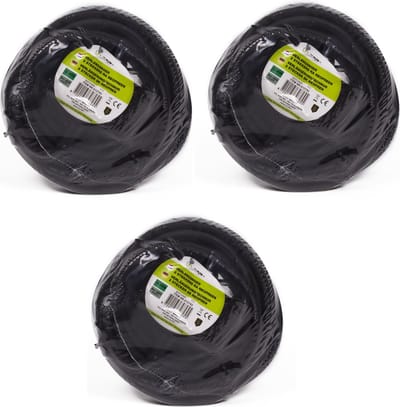 Benson Verlengsnoer - 3x stuks - 2 stopcontacten en klepjes - zwart - Spatwaterdicht IP44 - 10 meter - Geaarde