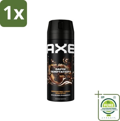 1 x Axe Deodorant Bodyspray Dark Temptation 150 ml - Axe Deodorant - Deodorant Bodyspray - Geurbeheersing - Donkere Chocolade - Kruiden
