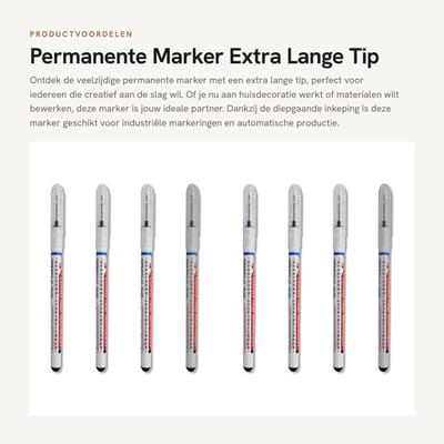 Dailygoods- Permanente Marker - 8 Stuks - Extra Lange Punt - Waterdicht - Sneldrogend - Geschikt voor Diverse Materialen - 0,7-1 mm Looddiameter - Markeerstift