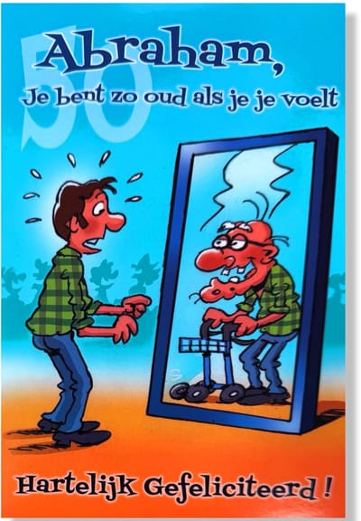 Hoera 50 jaar! Luxe verjaardagskaart Abraham - 12x17cm - Gevouwen Wenskaart inclusief envelop - Leeftijdkaart