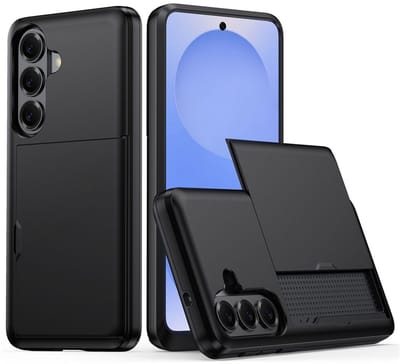 Hoesje met Kaarthouder Slider Geschikt voor Samsung Galaxy S26 Plus | Back Cover Pasjeshouder Achterkant | Kaarthouder voor Twee Pasjes | Zwart