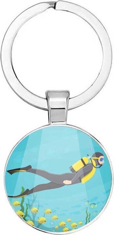 Akyol - Duiken Sleutelhanger - Duiken - de echte duikers - Duiken - Duiker - Leuke kado voor een duiker - Zwemmen - 2,5 x 2,5 CM