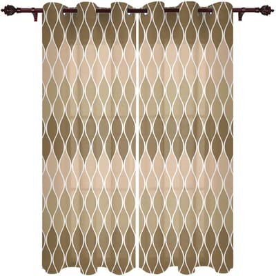 Geometrisch Blauwgrijs Middeleeuws Print Raamgordijnen voor Woonkamer Keukengordijn met Valletje Kinderkamer Huisdecoratie 135W x 60H(cm)