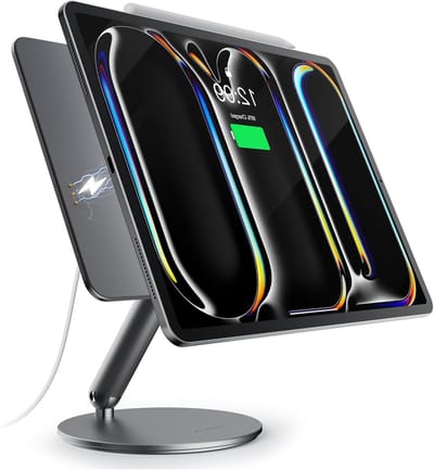 Opvouwbare Magnetische Draadloze Oplaadstandaard voor iPad Pro 13 inch - 360° Draaibaar, Aluminium, inclusief USB C-kabel