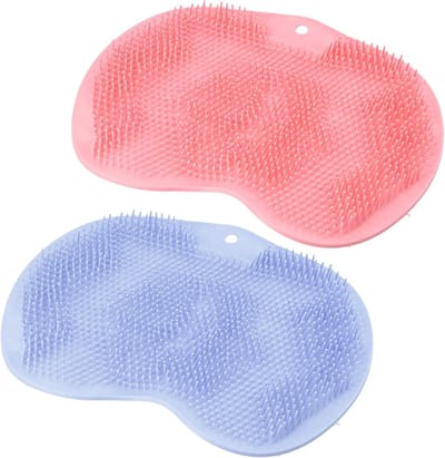 Voetborstel set van 2, siliconen voetwasmat met antislip zuignappen voor reiniging, peeling en massage van vermoeide voeten