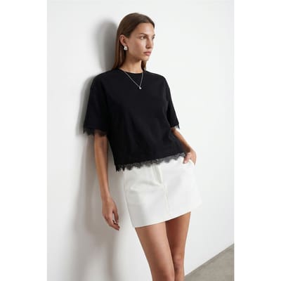 Dames Katoen Elastaan Crew Neck T-Shirt